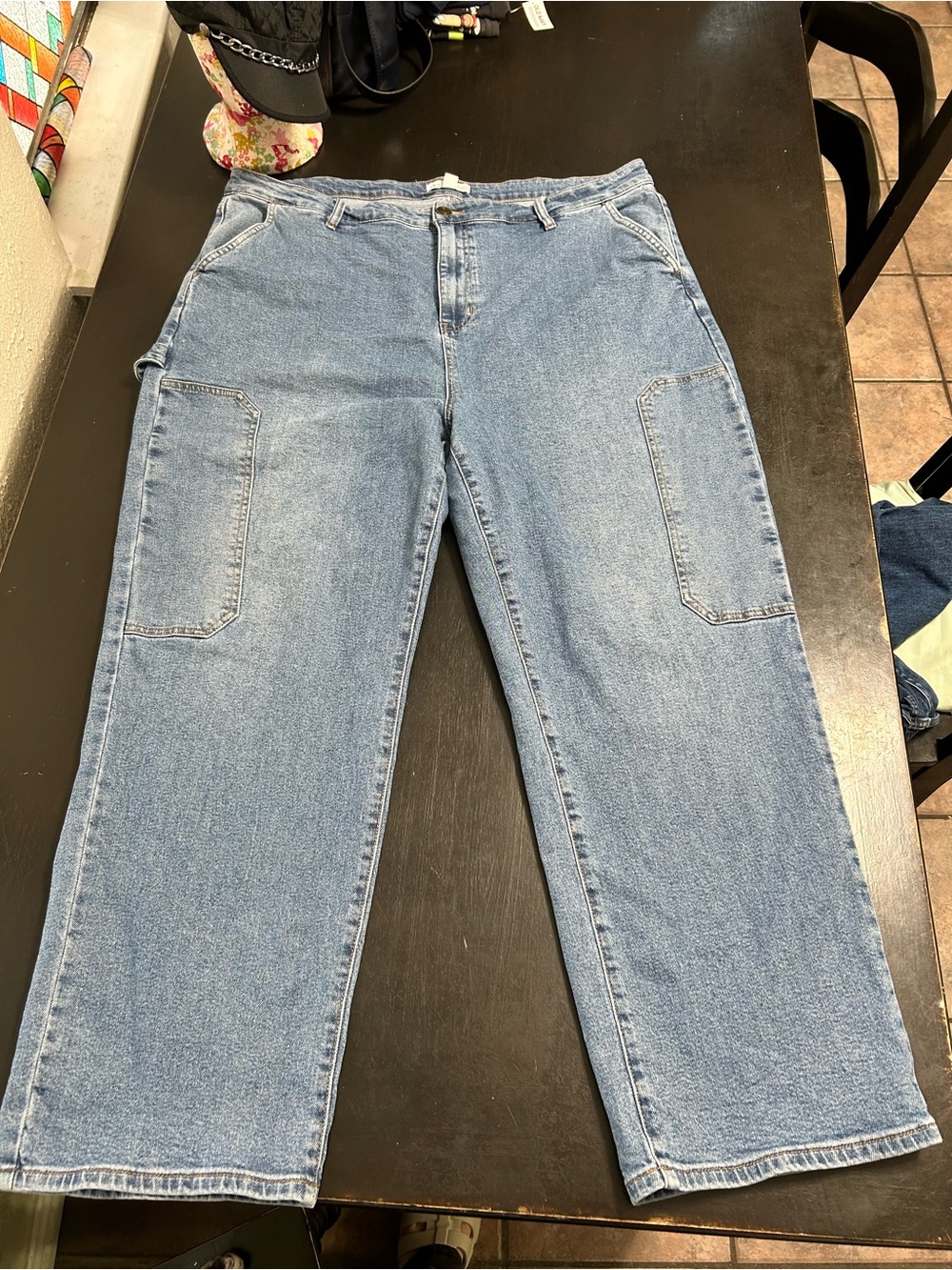 Straight-Leg Women's Carpenter Jeans in Light Blue